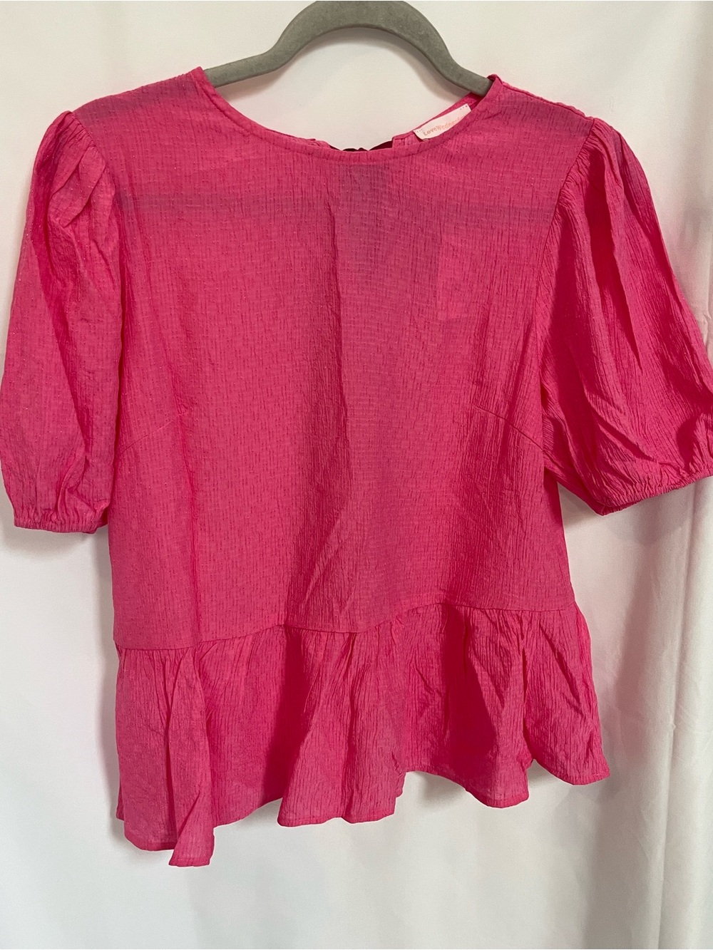 Hot Pink Short-Sleeve Peplum Blouse NWOT